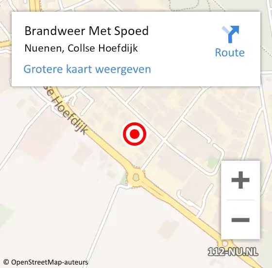 Locatie op kaart van de 112 melding: Brandweer Met Spoed Naar Nuenen, Collse Hoefdijk op 31 juli 2022 20:00