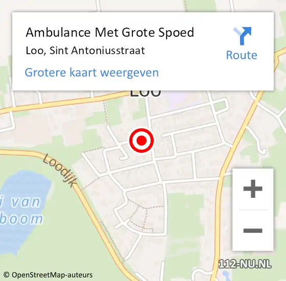 Locatie op kaart van de 112 melding: Ambulance Met Grote Spoed Naar Loo, Sint Antoniusstraat op 31 juli 2022 20:03