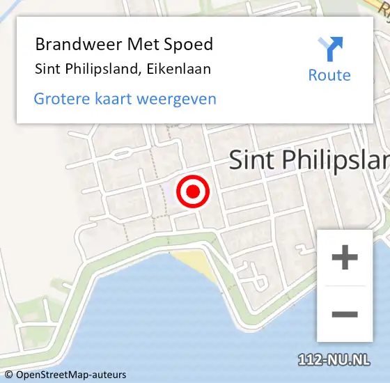 Locatie op kaart van de 112 melding: Brandweer Met Spoed Naar Sint Philipsland, Eikenlaan op 31 juli 2022 20:04