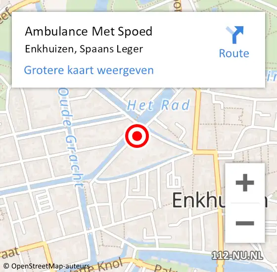 Locatie op kaart van de 112 melding: Ambulance Met Spoed Naar Enkhuizen, Spaans Leger op 31 juli 2022 20:13