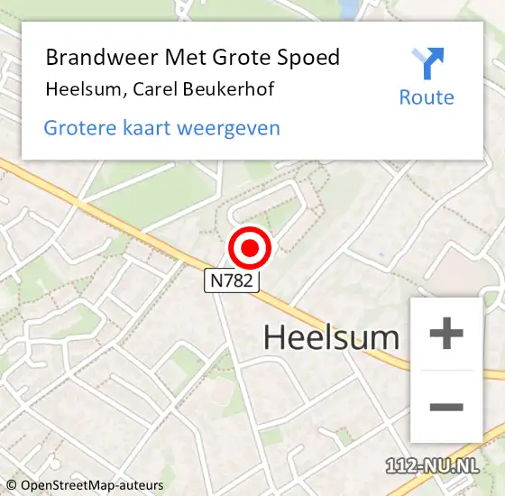 Locatie op kaart van de 112 melding: Brandweer Met Grote Spoed Naar Heelsum, Carel Beukerhof op 31 juli 2022 20:23