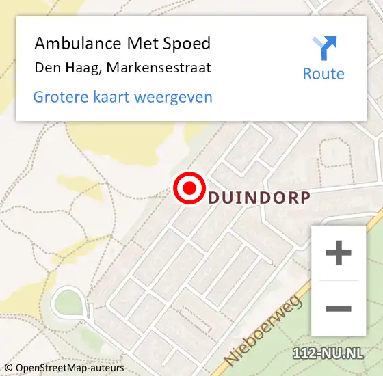 Locatie op kaart van de 112 melding: Ambulance Met Spoed Naar Den Haag, Markensestraat op 31 juli 2022 20:56