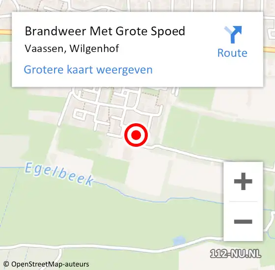 Locatie op kaart van de 112 melding: Brandweer Met Grote Spoed Naar Vaassen, Wilgenhof op 31 juli 2022 21:02