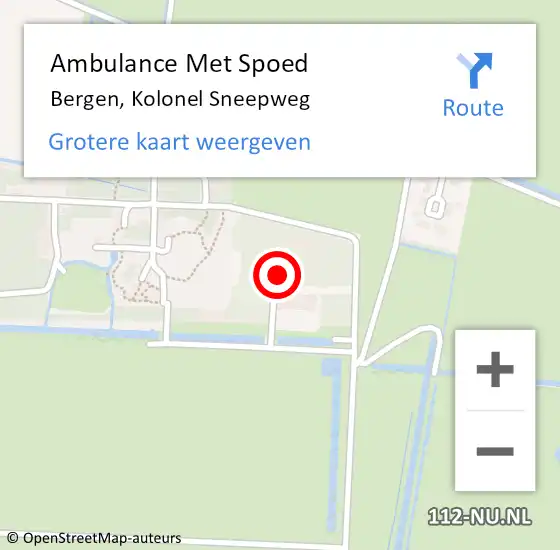 Locatie op kaart van de 112 melding: Ambulance Met Spoed Naar Bergen, Kolonel Sneepweg op 31 juli 2022 21:10
