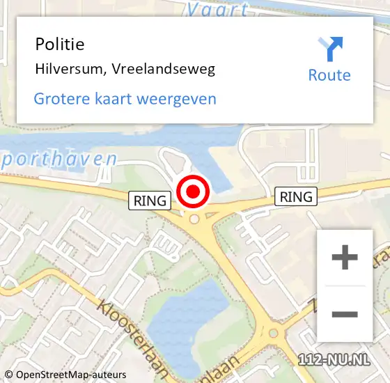 Locatie op kaart van de 112 melding: Politie Hilversum, Vreelandseweg op 31 juli 2022 21:40