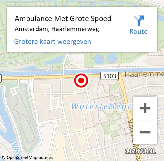 Locatie op kaart van de 112 melding: Ambulance Met Grote Spoed Naar Amsterdam, Haarlemmerweg op 31 juli 2022 21:45