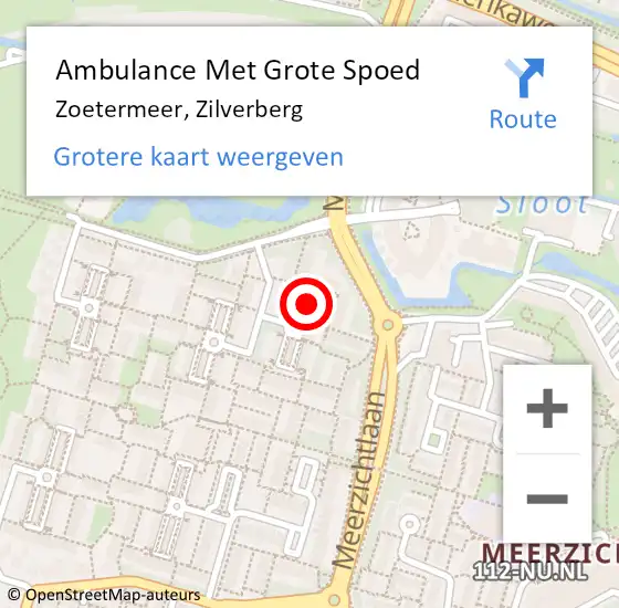 Locatie op kaart van de 112 melding: Ambulance Met Grote Spoed Naar Zoetermeer, Zilverberg op 31 juli 2022 22:26