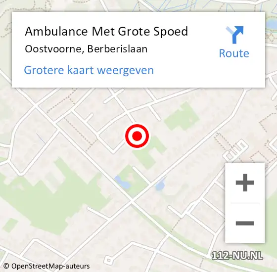 Locatie op kaart van de 112 melding: Ambulance Met Grote Spoed Naar Oostvoorne, Berberislaan op 31 juli 2022 22:40