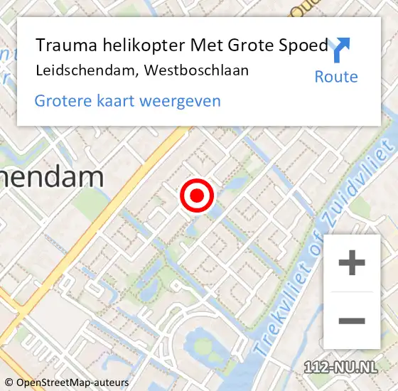 Locatie op kaart van de 112 melding: Trauma helikopter Met Grote Spoed Naar Leidschendam, Westboschlaan op 31 juli 2022 22:58