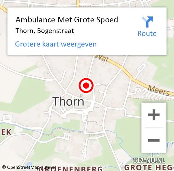 Locatie op kaart van de 112 melding: Ambulance Met Grote Spoed Naar Thorn, Bogenstraat op 31 juli 2022 23:05
