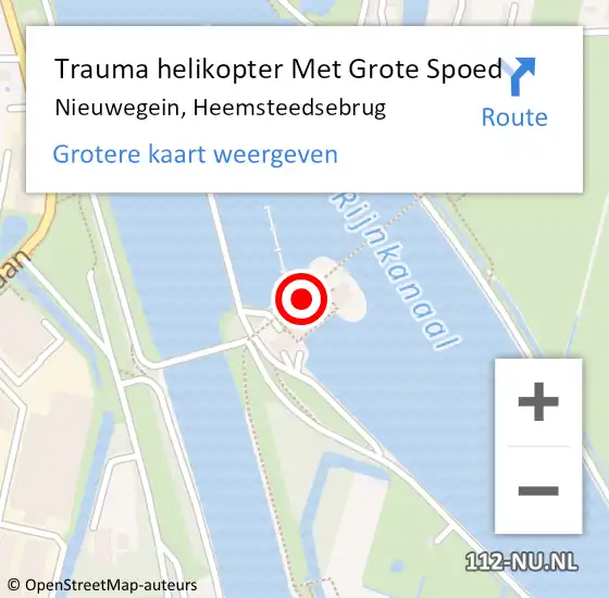 Locatie op kaart van de 112 melding: Trauma helikopter Met Grote Spoed Naar Nieuwegein, Heemsteedsebrug op 31 juli 2022 23:33