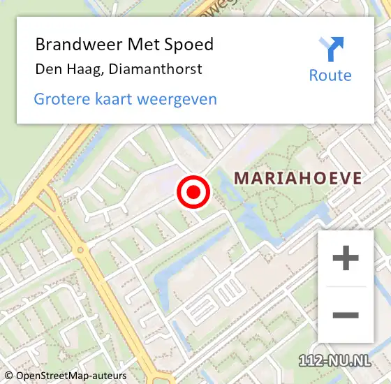 Locatie op kaart van de 112 melding: Brandweer Met Spoed Naar Den Haag, Diamanthorst op 31 juli 2022 23:54