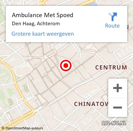 Locatie op kaart van de 112 melding: Ambulance Met Spoed Naar Den Haag, Achterom op 1 augustus 2022 00:03