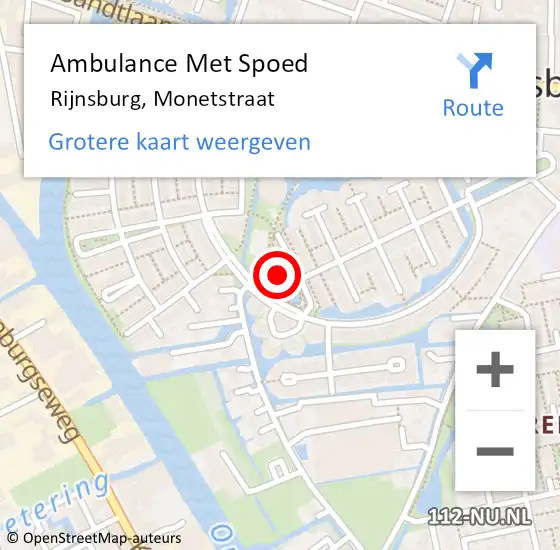 Locatie op kaart van de 112 melding: Ambulance Met Spoed Naar Rijnsburg, Monetstraat op 1 augustus 2022 00:11