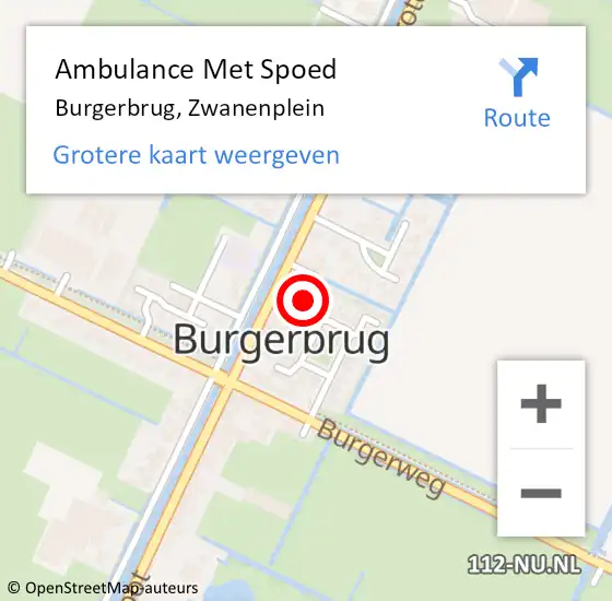 Locatie op kaart van de 112 melding: Ambulance Met Spoed Naar Burgerbrug, Zwanenplein op 1 augustus 2022 00:46