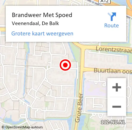 Locatie op kaart van de 112 melding: Brandweer Met Spoed Naar Veenendaal, De Balk op 1 augustus 2022 01:07