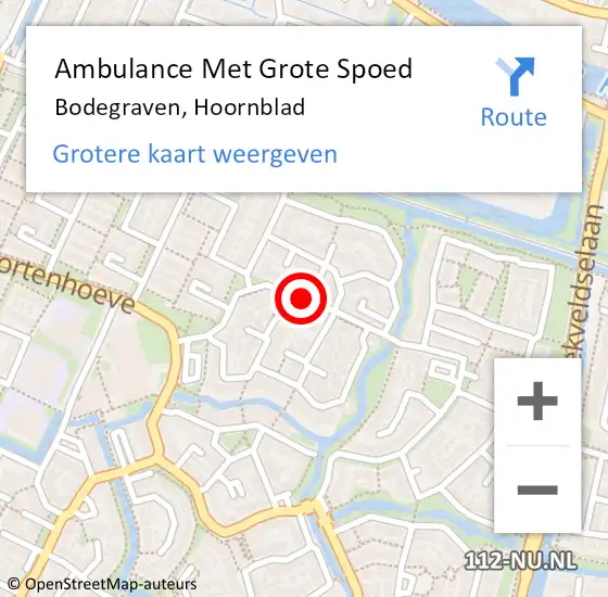 Locatie op kaart van de 112 melding: Ambulance Met Grote Spoed Naar Bodegraven, Hoornblad op 1 augustus 2022 01:12