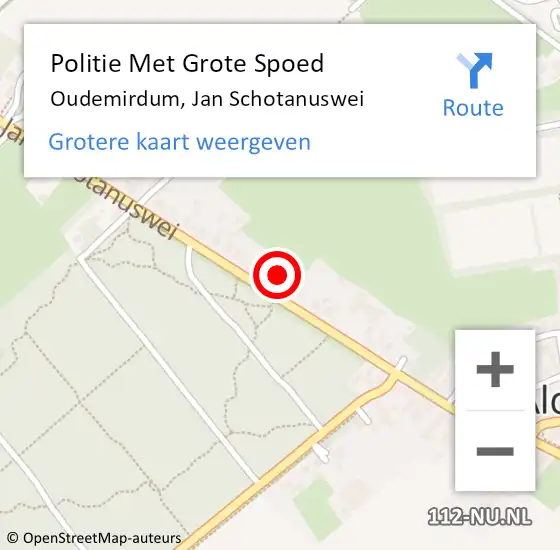 Locatie op kaart van de 112 melding: Politie Met Grote Spoed Naar Oudemirdum, Jan Schotanuswei op 1 augustus 2022 01:43