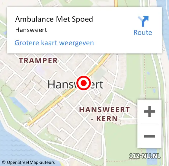 Locatie op kaart van de 112 melding: Ambulance Met Spoed Naar Hansweert op 1 augustus 2022 01:55