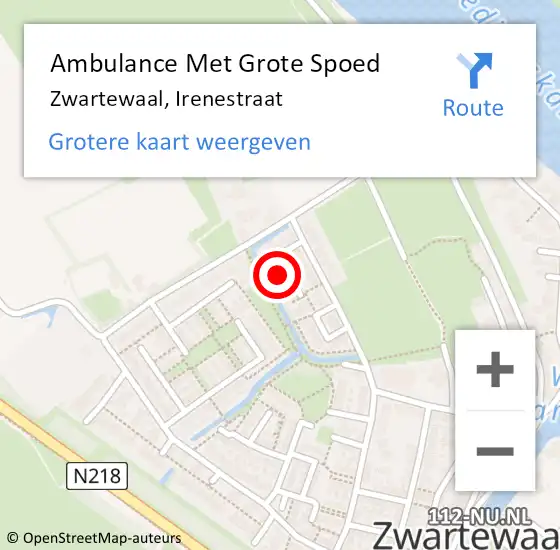 Locatie op kaart van de 112 melding: Ambulance Met Grote Spoed Naar Zwartewaal, Irenestraat op 1 augustus 2022 02:02
