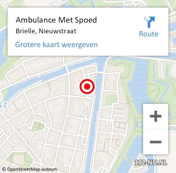 Locatie op kaart van de 112 melding: Ambulance Met Spoed Naar Brielle, Nieuwstraat op 1 augustus 2022 02:16
