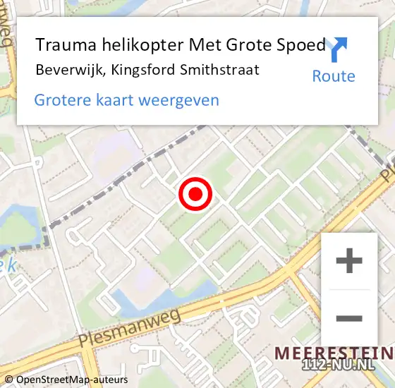 Locatie op kaart van de 112 melding: Trauma helikopter Met Grote Spoed Naar Beverwijk, Kingsford Smithstraat op 1 augustus 2022 02:46