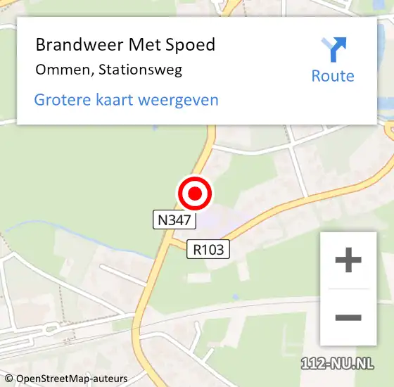 Locatie op kaart van de 112 melding: Brandweer Met Spoed Naar Ommen, Stationsweg op 1 augustus 2022 03:01