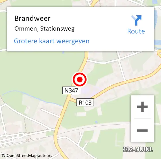 Locatie op kaart van de 112 melding: Brandweer Ommen, Stationsweg op 1 augustus 2022 03:03