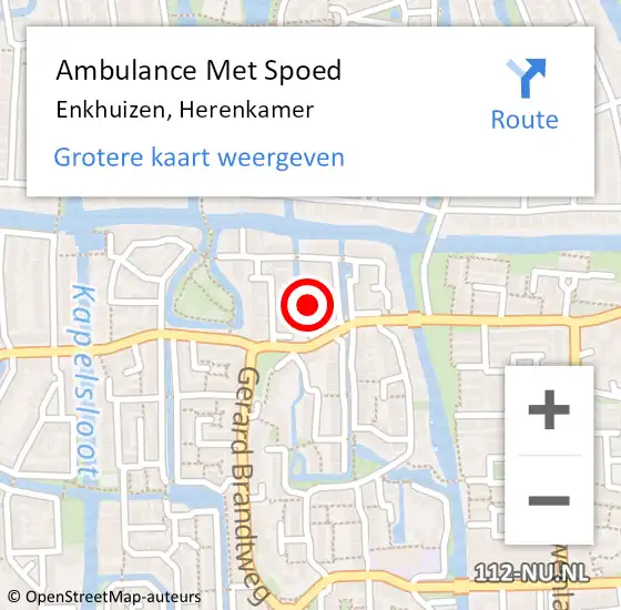 Locatie op kaart van de 112 melding: Ambulance Met Spoed Naar Enkhuizen, Herenkamer op 1 augustus 2022 03:27