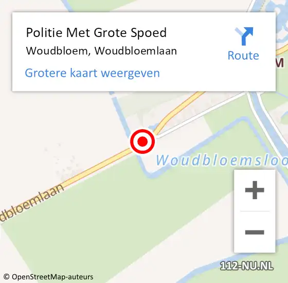 Locatie op kaart van de 112 melding: Politie Met Grote Spoed Naar Woudbloem, Woudbloemlaan op 1 augustus 2022 04:58