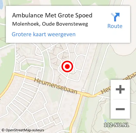 Locatie op kaart van de 112 melding: Ambulance Met Grote Spoed Naar Molenhoek, Oude Bovensteweg op 1 augustus 2022 05:12