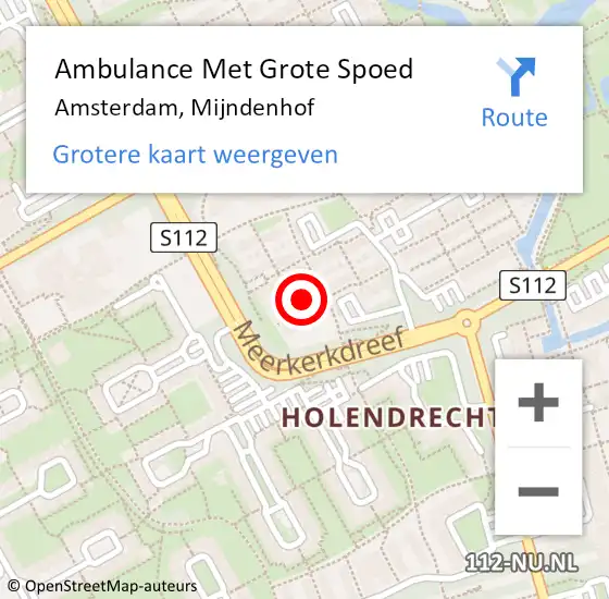 Locatie op kaart van de 112 melding: Ambulance Met Grote Spoed Naar Amsterdam-Zuidoost, Mijndenhof op 1 augustus 2022 05:19