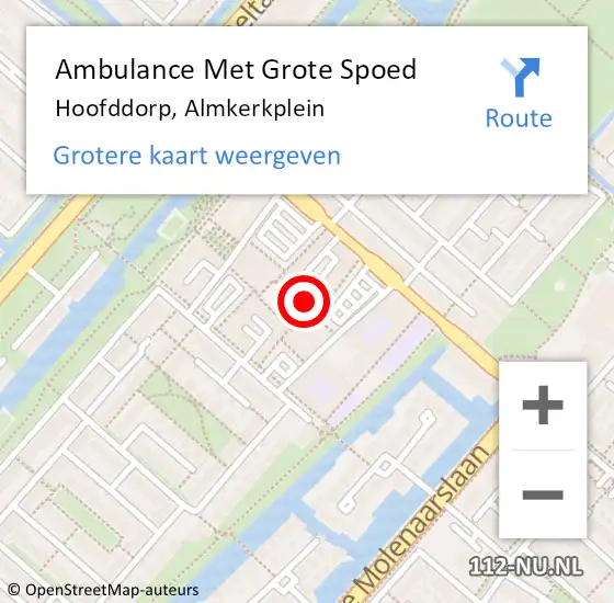 Locatie op kaart van de 112 melding: Ambulance Met Grote Spoed Naar Hoofddorp, Almkerkplein op 1 augustus 2022 05:49