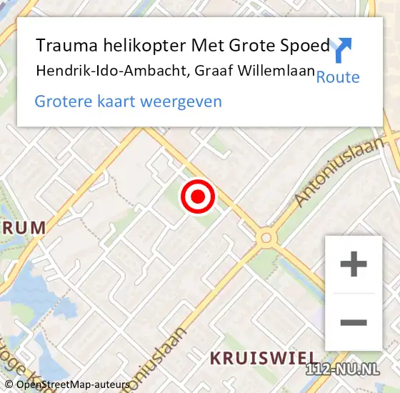 Locatie op kaart van de 112 melding: Trauma helikopter Met Grote Spoed Naar Hendrik-Ido-Ambacht, Graaf Willemlaan op 1 augustus 2022 06:12
