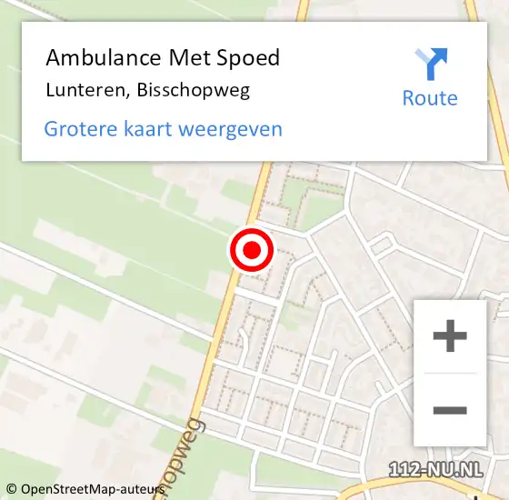 Locatie op kaart van de 112 melding: Ambulance Met Spoed Naar Lunteren, Bisschopweg op 1 augustus 2022 06:19