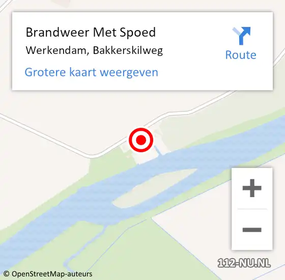 Locatie op kaart van de 112 melding: Brandweer Met Spoed Naar Werkendam, Bakkerskilweg op 1 augustus 2022 06:19