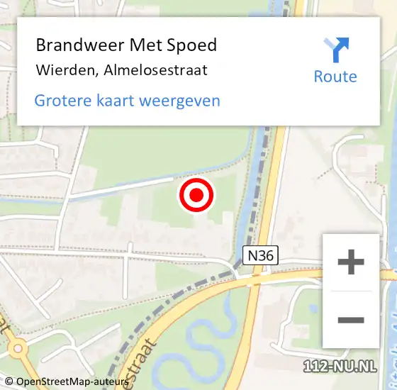 Locatie op kaart van de 112 melding: Brandweer Met Spoed Naar Wierden, Almelosestraat op 1 augustus 2022 06:55