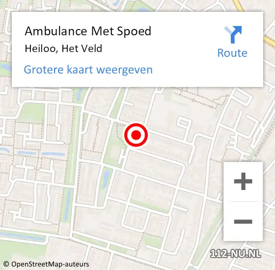 Locatie op kaart van de 112 melding: Ambulance Met Spoed Naar Heiloo, Het Veld op 1 augustus 2022 07:08