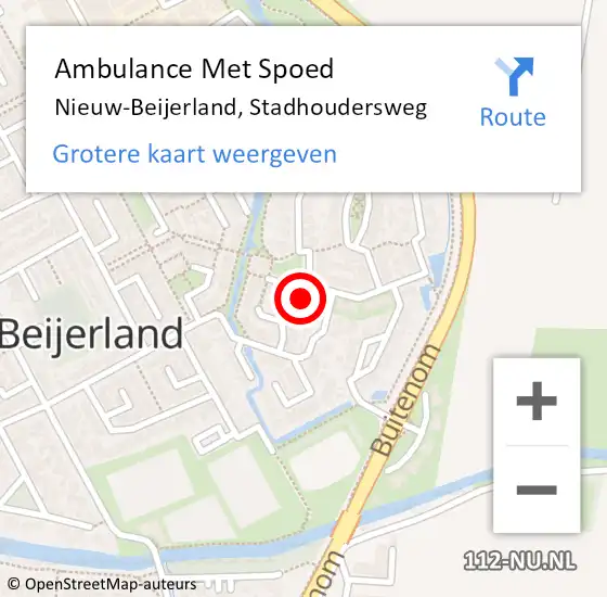 Locatie op kaart van de 112 melding: Ambulance Met Spoed Naar Nieuw-Beijerland, Stadhoudersweg op 1 augustus 2022 07:12