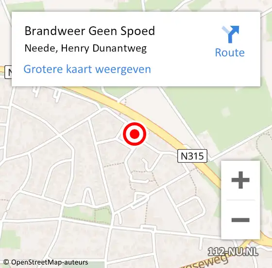 Locatie op kaart van de 112 melding: Brandweer Geen Spoed Naar Neede, Henry Dunantweg op 1 augustus 2022 07:23