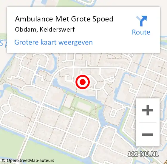 Locatie op kaart van de 112 melding: Ambulance Met Grote Spoed Naar Obdam, Kelderswerf op 1 augustus 2022 08:10