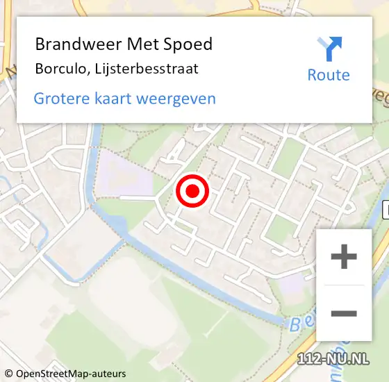 Locatie op kaart van de 112 melding: Brandweer Met Spoed Naar Borculo, Lijsterbesstraat op 1 augustus 2022 08:18