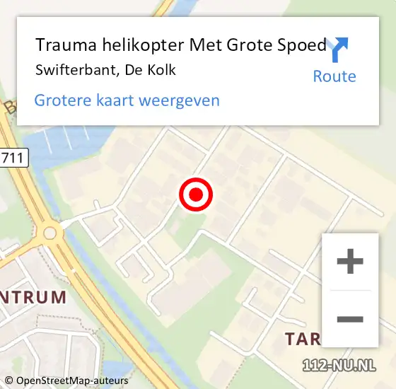 Locatie op kaart van de 112 melding: Trauma helikopter Met Grote Spoed Naar Swifterbant, De Kolk op 1 augustus 2022 08:42
