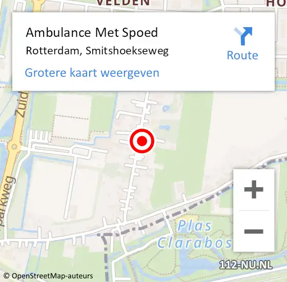 Locatie op kaart van de 112 melding: Ambulance Met Spoed Naar Rotterdam, Smitshoekseweg op 1 augustus 2022 09:04