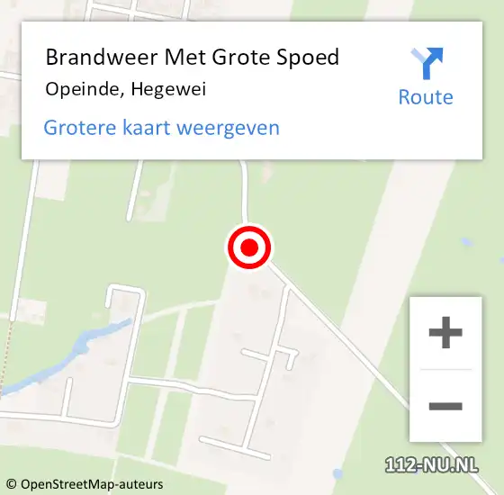 Locatie op kaart van de 112 melding: Brandweer Met Grote Spoed Naar Opeinde, Hegewei op 24 juli 2014 23:09