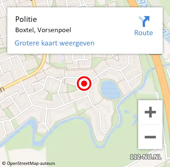 Locatie op kaart van de 112 melding: Politie Boxtel, Vorsenpoel op 1 augustus 2022 09:49