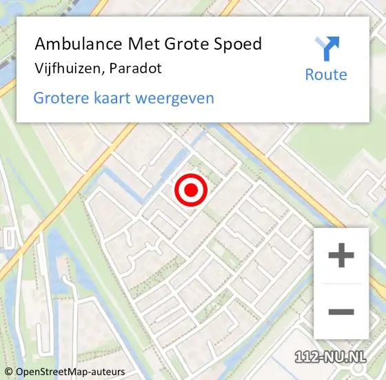 Locatie op kaart van de 112 melding: Ambulance Met Grote Spoed Naar Vijfhuizen, Paradot op 1 augustus 2022 09:54