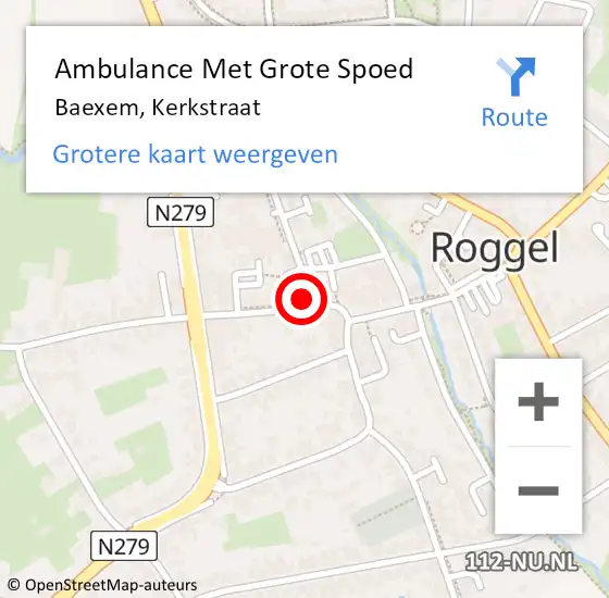 Locatie op kaart van de 112 melding: Ambulance Met Grote Spoed Naar Baexem, Kerkstraat op 1 augustus 2022 10:03