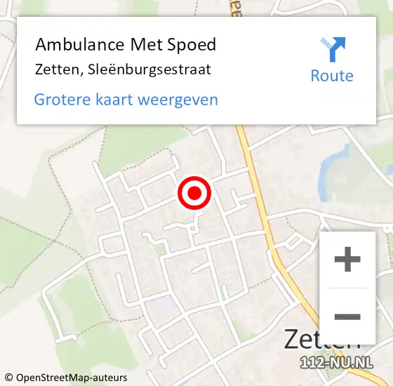 Locatie op kaart van de 112 melding: Ambulance Met Spoed Naar Zetten, Sleënburgsestraat op 1 augustus 2022 10:10