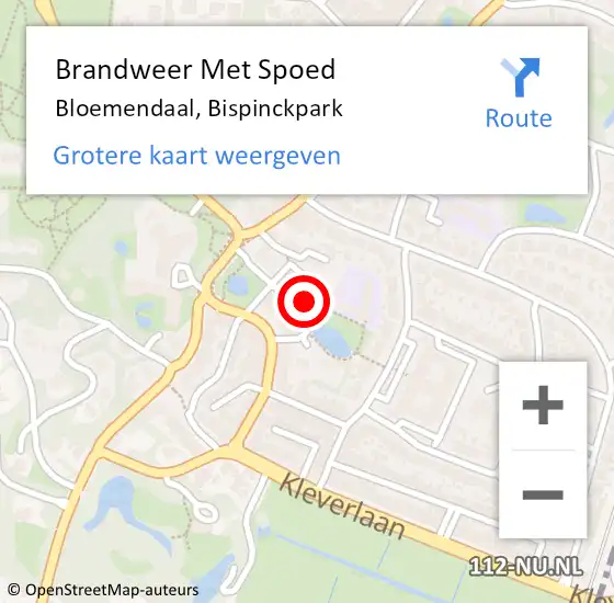 Locatie op kaart van de 112 melding: Brandweer Met Spoed Naar Bloemendaal, Bispinckpark op 1 augustus 2022 10:26